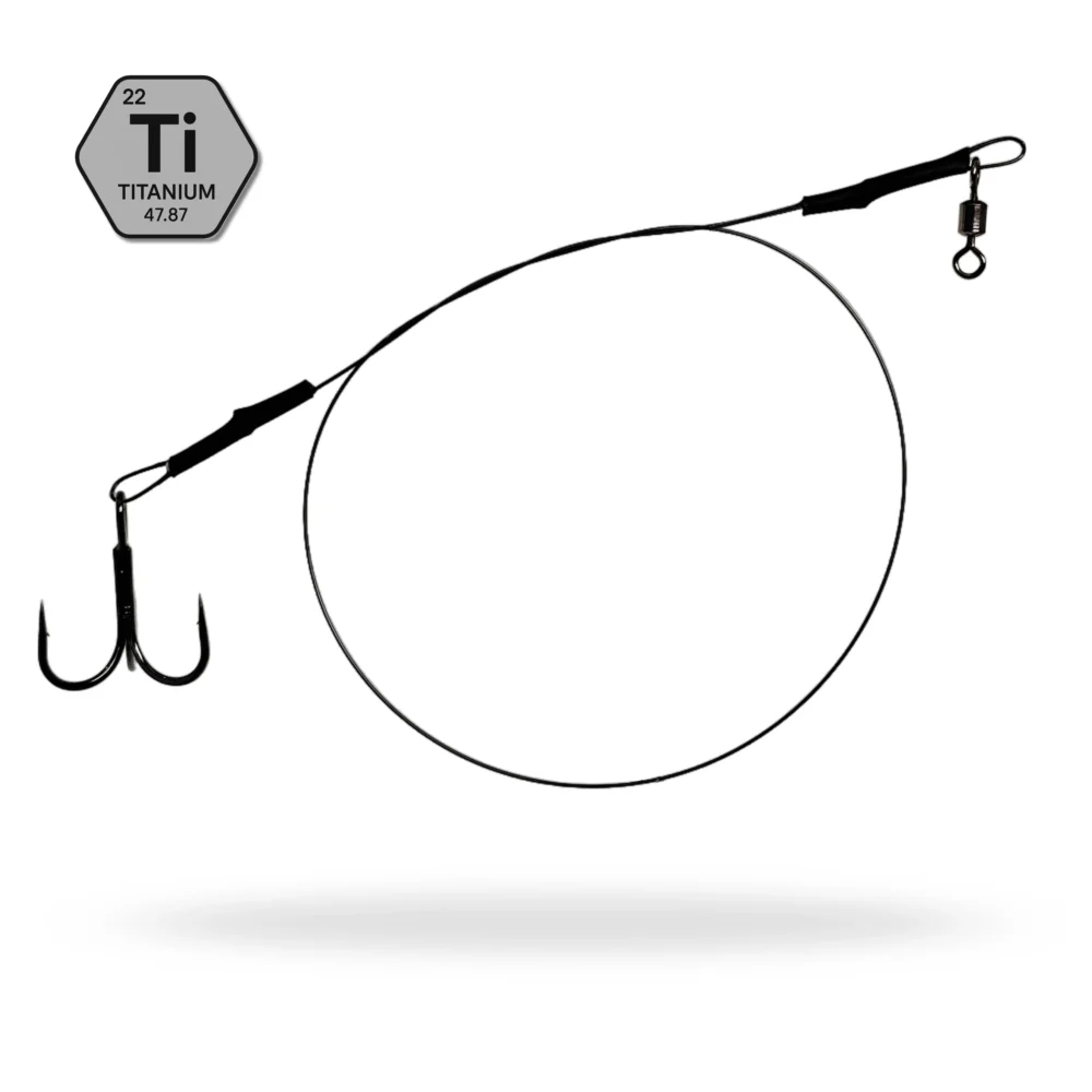 Ismetetafs i titanium wire med Mustad-krok — handgjord och hög hållbarhet